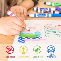 200 Washable Markers Bulk Pack – 8 Assorted Colors, Broad Tip, Art Supplies for