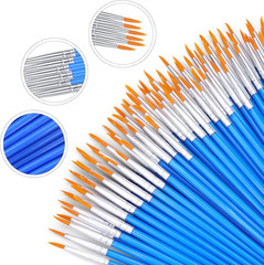 Small Paint Brushes Bulk,130Pcs Nylon Hair round Detail Brushes for Classroom Mo