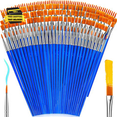 162 Pcs Paint Brushes Bulk, round Flat Tip Acrylic Paint Brushes Set for Kids Cl