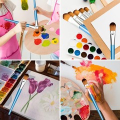 12 PCS 1 Inch Large Paint Brushes Mop Acrylic Painting Oval Blending Set