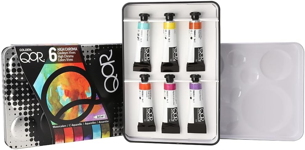 QoR High Chroma 6 Set by GOLDEN, 6 x 5 ml 1 Fl Oz (Pack of 1), Multicolor