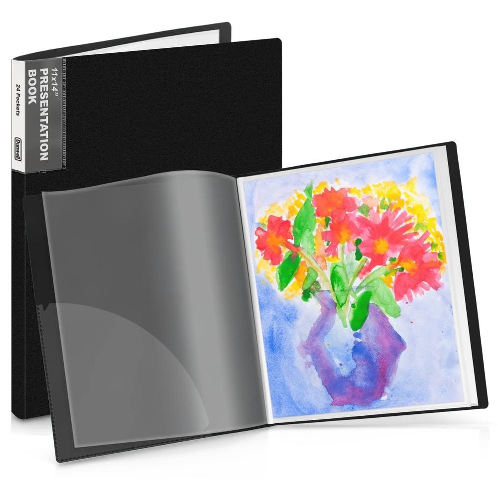 Dunwell 11×14 Binder with Sleeves Black, 24 Pockets Display 48 Pages, Large F…