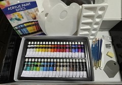 Master’s Touch 51 Pieces Acrylic Paint Set With Wood Easel- NEW OPEN BOX