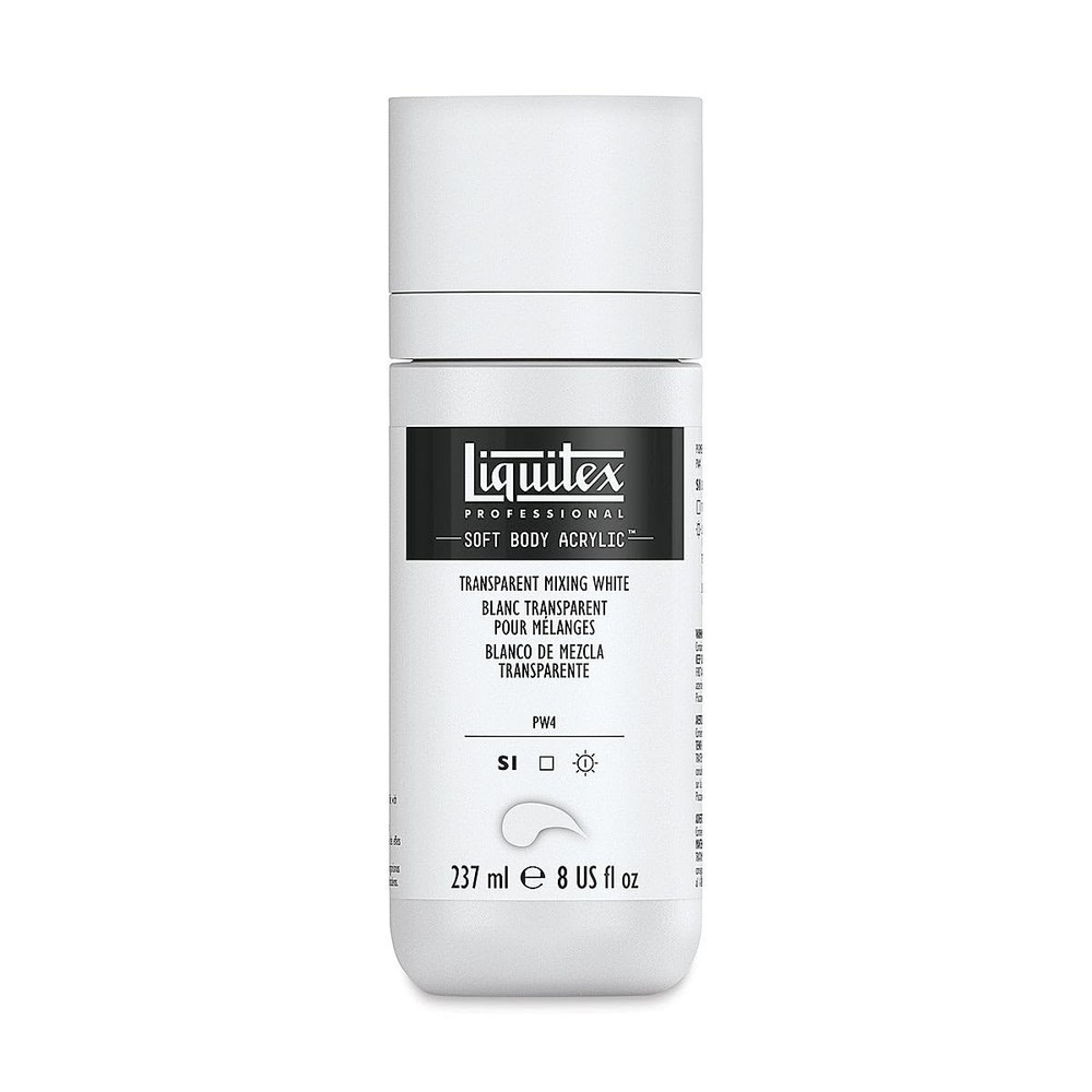 Professional Soft Body Acrylic Paint 8 Oz 237ml Bottle Transparent Mix White