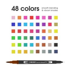 48 PCS Watercolor Markers Dual Tip Brush Fineliner Calligraphy Sketching Art