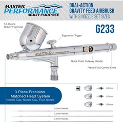 G233 Pro Set Master Gravity Airbrush Kit 3 Fluid Tips, Hobby Auto Paint Nail Art