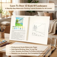 Watercolor Workbook for Adults, Beginner Friendly Water Coloring Book 12 Diff…