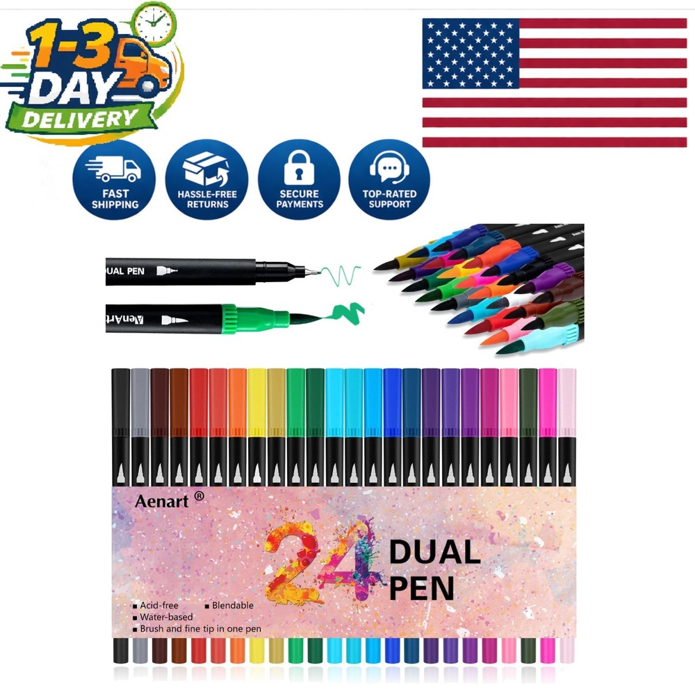 Multicolored Dual Brush Markers with Storage Case – Perfect for Art & Journaling