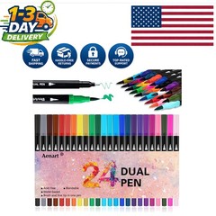 Multicolored Dual Brush Markers with Storage Case – Perfect for Art & Journaling