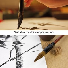 3pcs Chinese Calligraphy Brushes Ink Painting Writing Handles 3 Size Red Brown