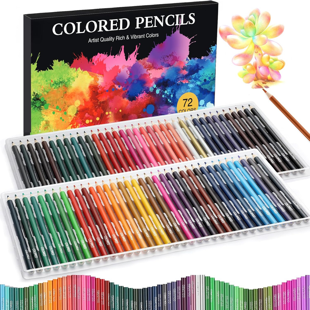 Vibrant 72 Pack Colored Pencils for Adult Coloring Books – Soft Oil Finish