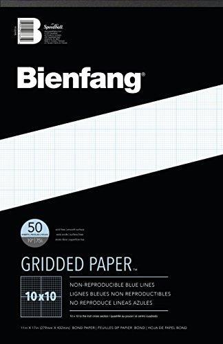Bienfang Designer Grid Paper Pad, 10×10 Cross Section, 11×17 inches, 50 sheets