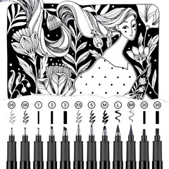 12 PCS Calligraphy Pen Set For Beginners Hand Lettering Brush Drawing Pens
