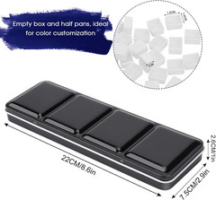 Empty Watercolor Paint PaletteMetal Box Mixing Palette 37 Half Pans Black