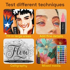 36 Acrylic Paint Markers – Paint Pens for Drawing, Brush + Fine Tips – For Fa…