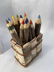 Vtg Inntrax Twig Crayons Natural Wood Bark Set Rustic Art Poland 12 + Xtra
