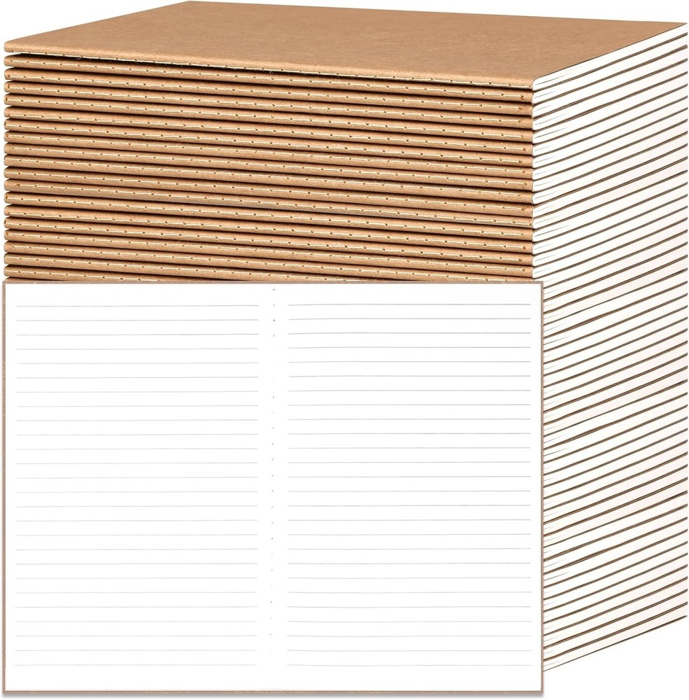 EOOUT 48 Pack A5 Lined Kraft Notebooks, Travel Journals Bulk 8.3×5.5in Colleg…