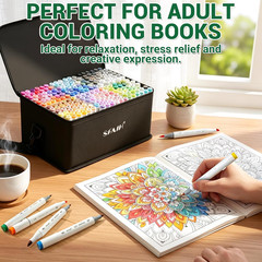Alcohol Markers Brush & Fine – 217 Colors Double Tipped Art Markers for Adult Co