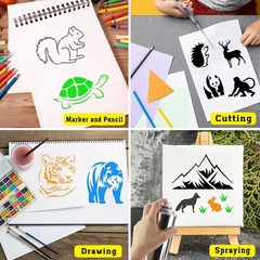 80 Pcs 3 x 3 Inch Stencils for Painting on Wood, Reusable Farm & Animal Plast…