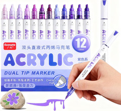 12 Colors Dual Tip Acrylic Paint Markers, Gray and Black Color — Extra Fine & So