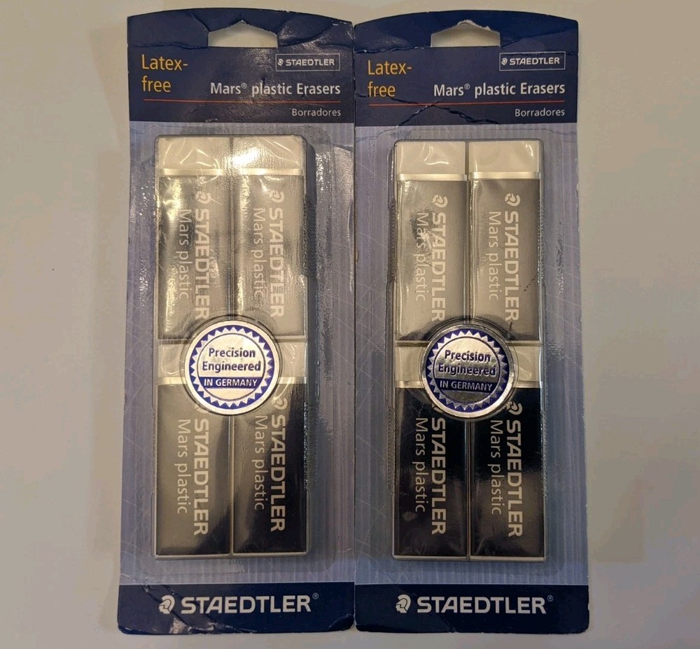 Staedtler Mars plastic erasers 2 packs of 4 (8 total) latex-free Made in Germany