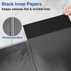 Sooez Art Portfolios 11″X17″, Large Portfolio Folder with 30 Pockets & Black Inn