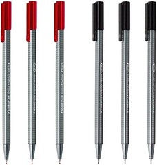 Staedtler Triplus Fineliner 0.3mm – 6 Pack (3 Red + 3 Black)
