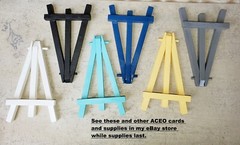 NAVY BLUE Hand Painted Wood Mini Easel 5″ Tall for ATC ACEO Cards, BUY 1 OR MORE