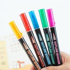 Super Sparkle Double Line Outline Markers 12 Colors Self Outline Metallic Pens