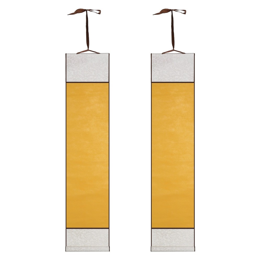 37.4″ x 8.7″ 2 Pcs Blank Hanging Scroll Paper Wood Rod, Dark Yellow