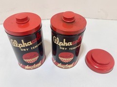 Antique Vintage Alphacolor Dry Tempra paint Deco Vintage Tins Brown Red