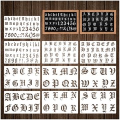 10 Pieces Old English Stencil Template 1 and 2 Inch 10 x 6 inches, white