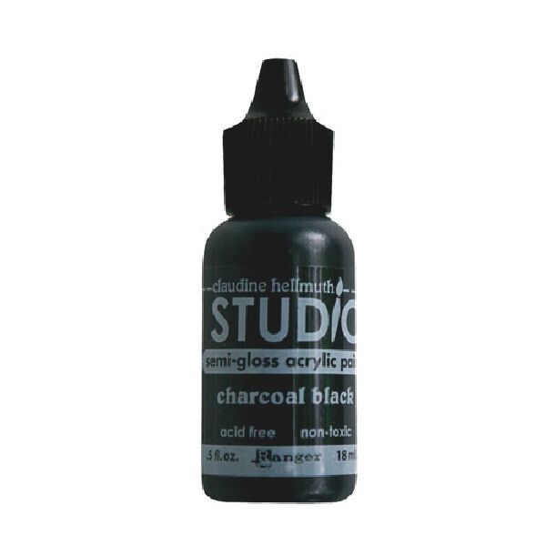 Paint, 1/2 Ounce Ranger Charcoal Black Semi Gloss Acrylic Paint Bottle *