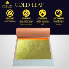 Gold Leaf 23.75K Real 25 Sheets 3.1 inch Transfer Patent BARNABAS BLATTGOLD Arts