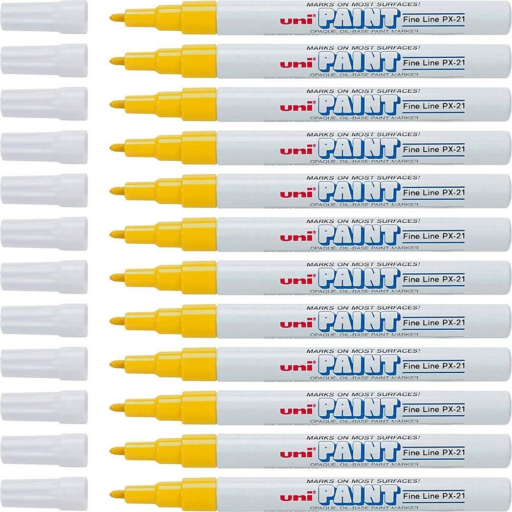 12 PCS UniPaint 63705 PX21 OilBased Paint Marker Fine Point Yellow Pen