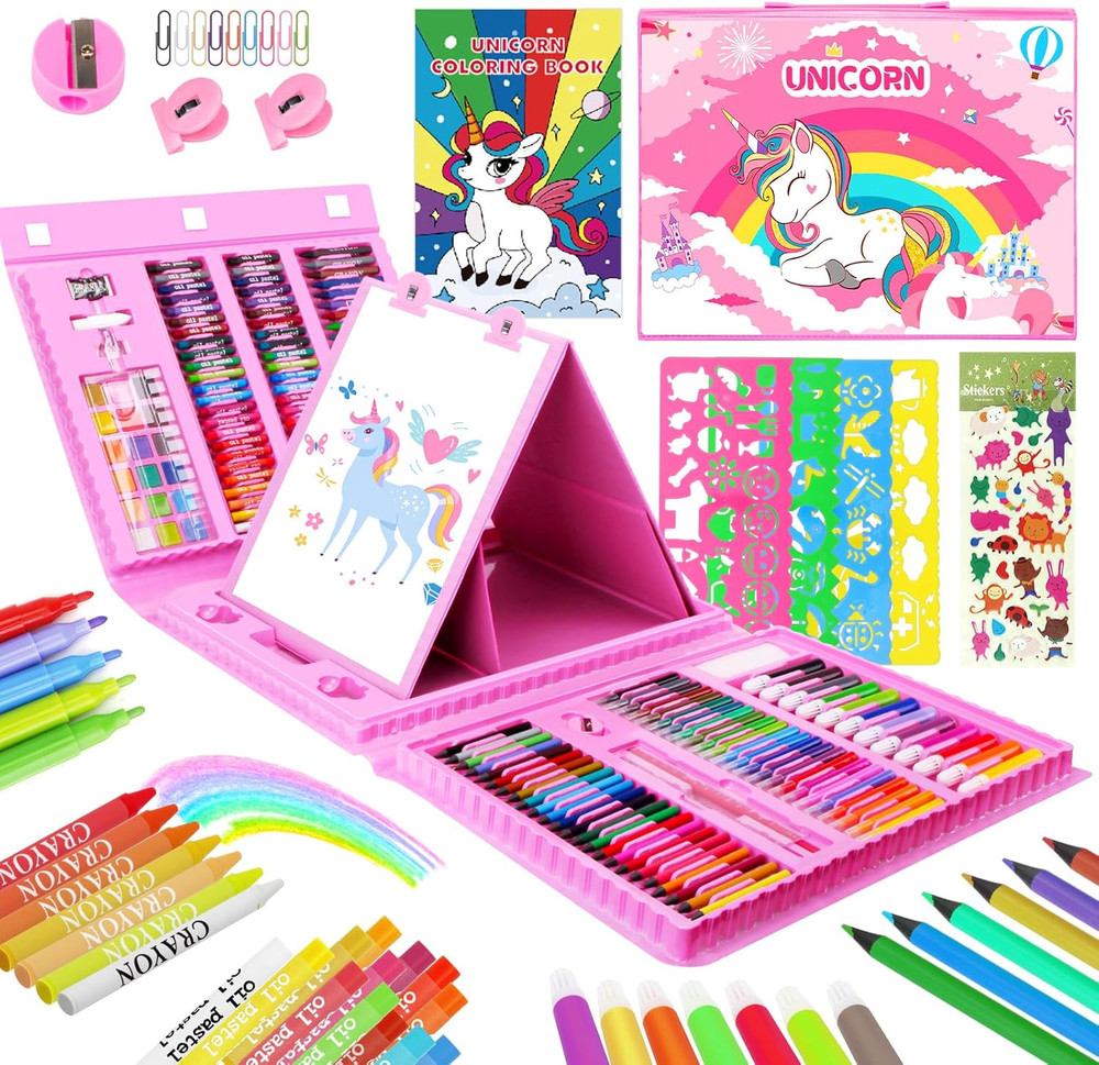 Art Supplies for Kids,Drawing Kits Unicorn Art Case Coloring Set with Double Sid