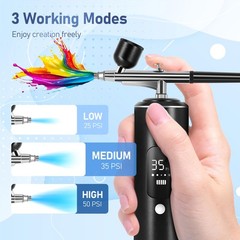 Airbrush Kit with Compressor, 2 Airbrushes, 6400mAh 50PSI High Pressure Airbr…