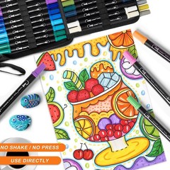 Paint Marker Set 60 Colors Dual Tip Acrylic Pens Water Resistant for Wood Gla…