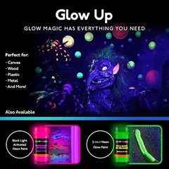 Neon Nights Glow in the Dark Paint – Set of 8, 20 Ml Acrylic Paints for Outdoor