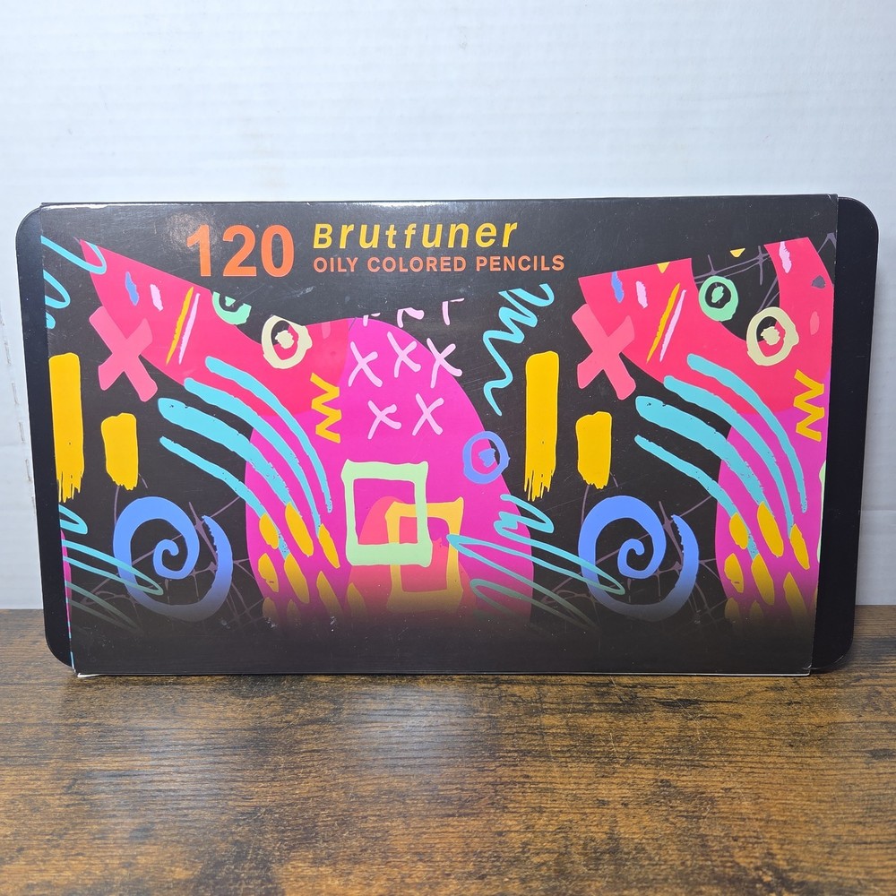 120 Brutfuner oily square barrel color pencils Metal box Little Use
