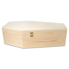 Wooden Coffin Box 24 inch Unfinished, Halloween Decor, Pet Casket | Woodpeckers