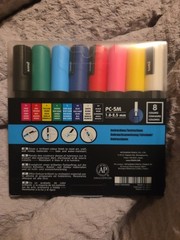 POSCA 8-Color Paint Marker Medium Tip 1.8–2.5mm, PC-5M, 8 Colors, Water-Based