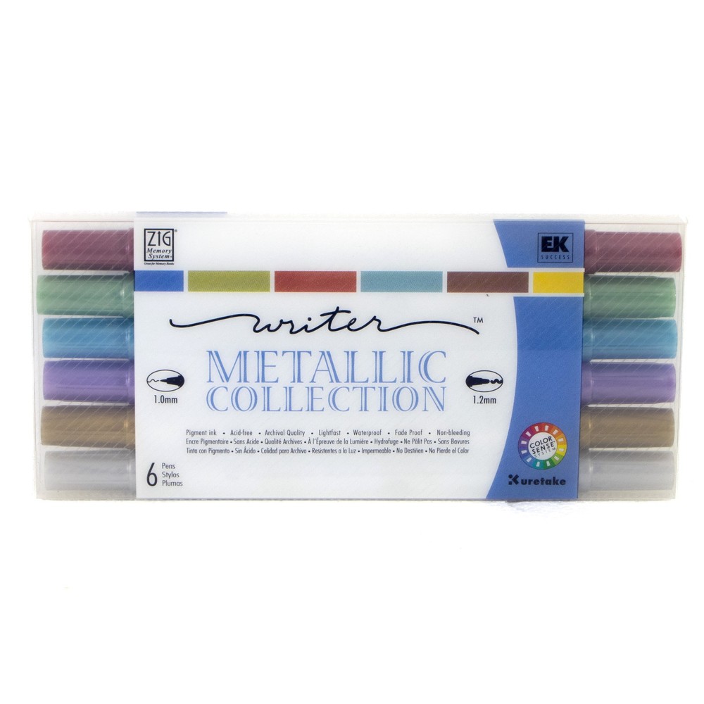 Zig Writer Metallic Collection MS8000/6V Dual Tip Pens Set of 6 Japan