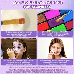 Face Painting Kit – 42 Colors Water Activated Face Paint Set, Easy Apply & Re…