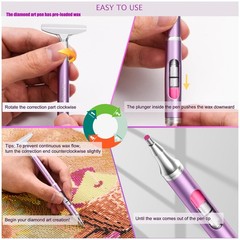 Refillable Diamond Art Painting Wax Pen with Metal Correction Plate for 5D DIY