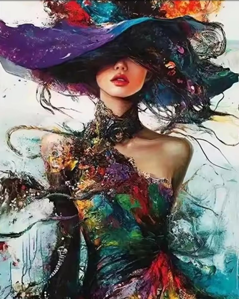 Paint by Numbers Kit for Adults Beginner,Colorful Woman Wearing a Hat Adult P…