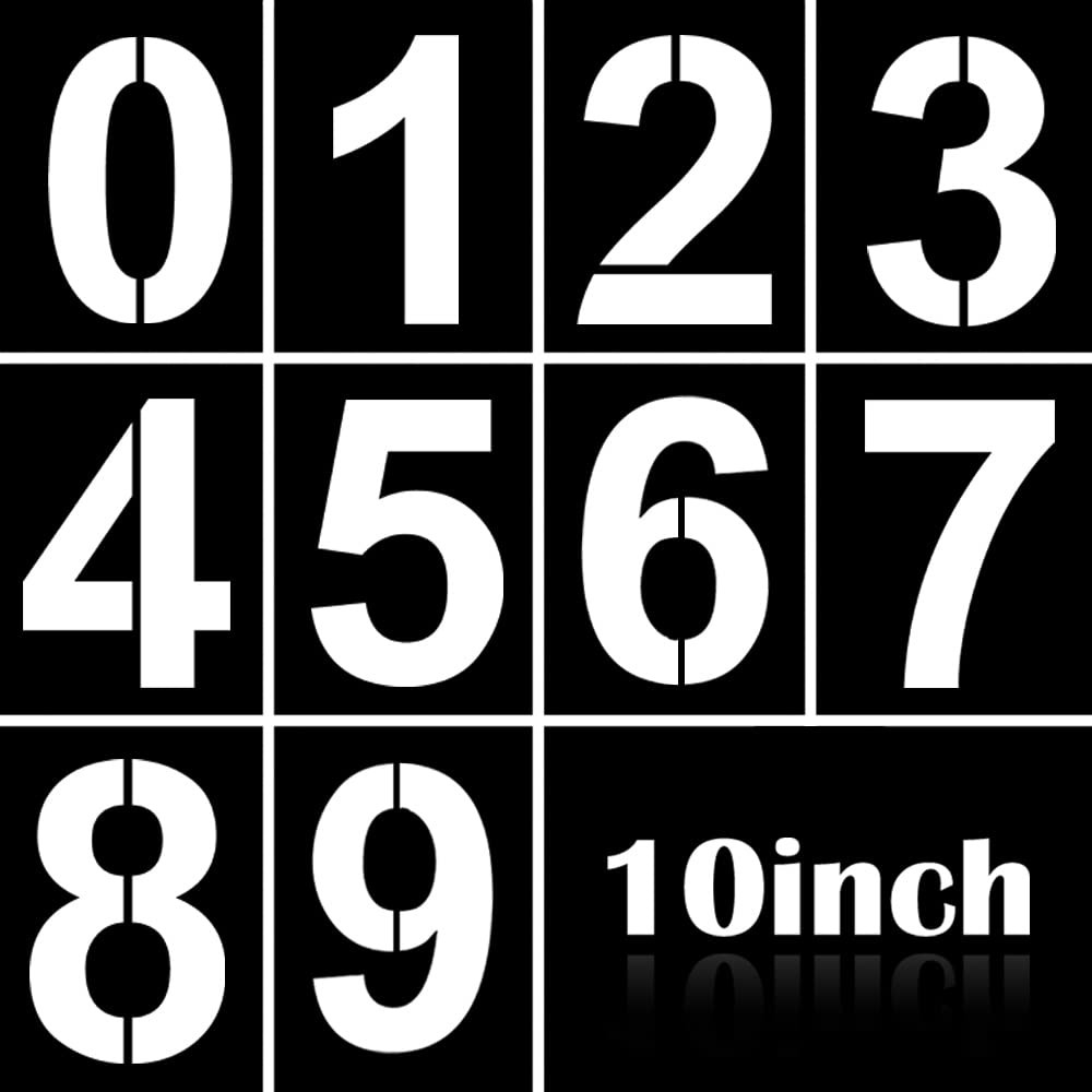 Large Number Stencil Kit – 10 Inch Reusable Plastic 10 inches, 10