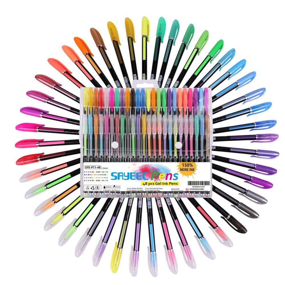 SAYEEC 48 Packs Glitter Metallic Gel Pen 1 Count (Pack of 48), Multicolored