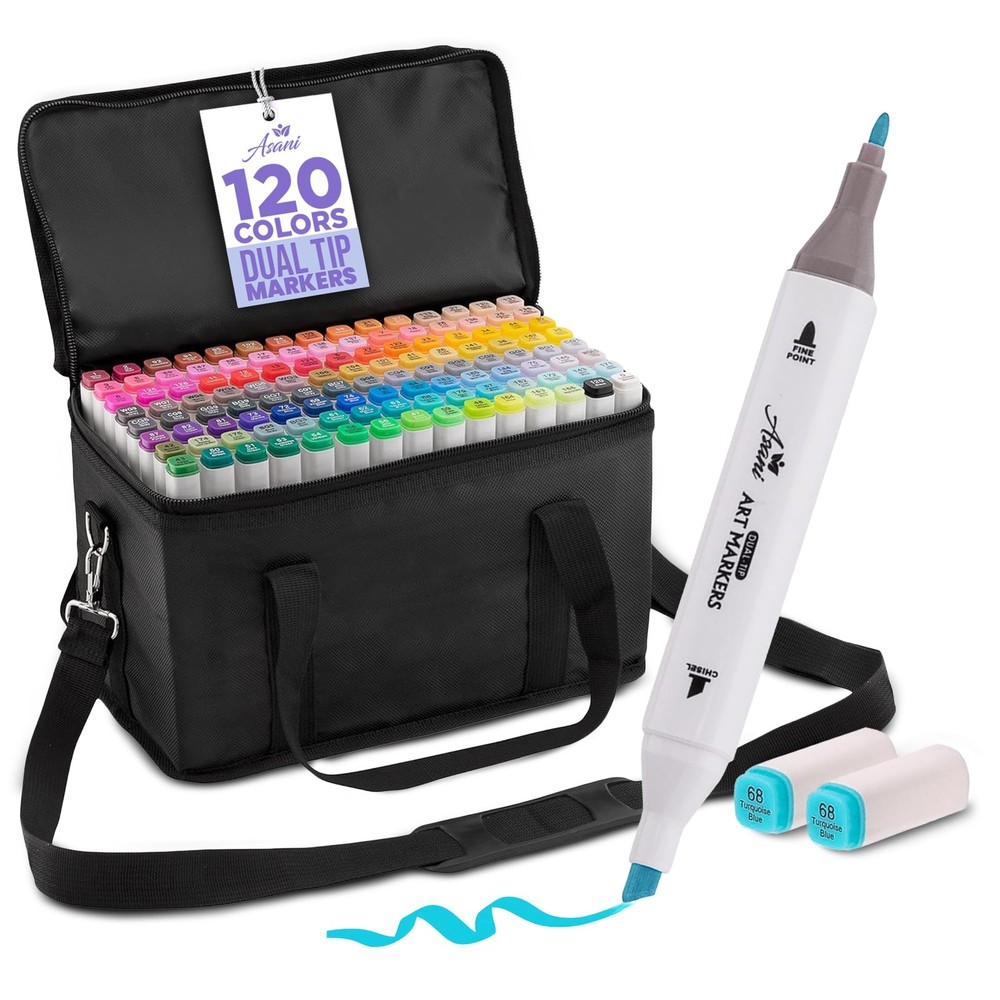 Dual Tip Markers – 120 Colors, Double Sided Fine & Chisel Tip Art Markers wit…