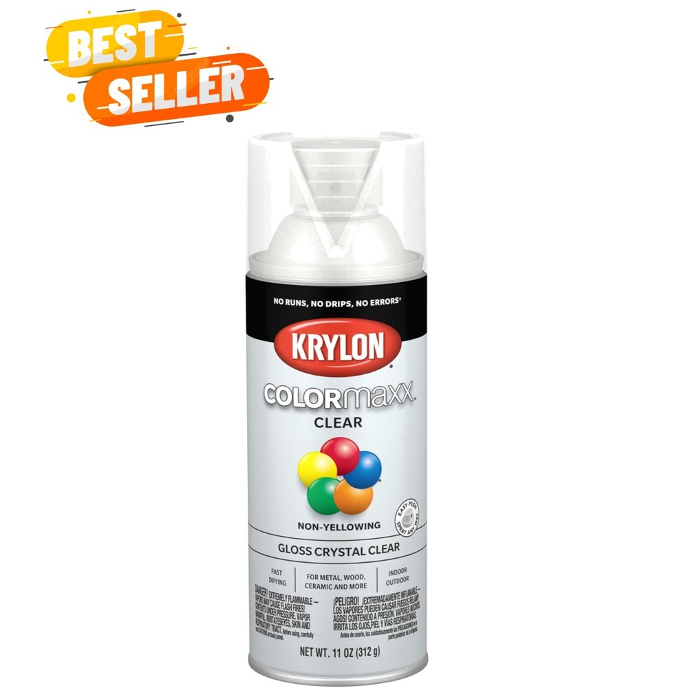 Rust-Resistant Krylon COLORmaxx Gloss Clear Spray Paint, 11 Oz – Quick Drying